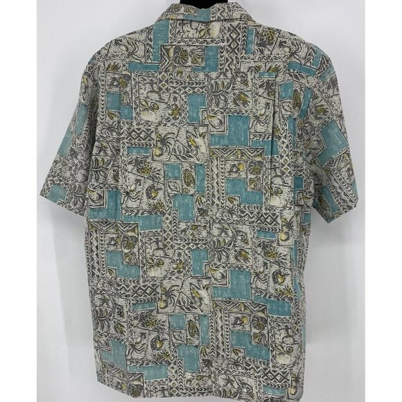 Nui Nalu Men Hawaiian Shirt Size Large Gray Floral Short Sleeve Button Up Aloha - Picture 5 of 9